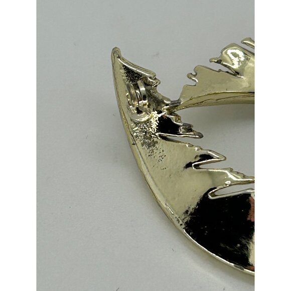 Vintage Lisner Brooch Pin Gold-Tone Curved Feather Elegant 3 Dimensional Design - Picture 12 of 14
